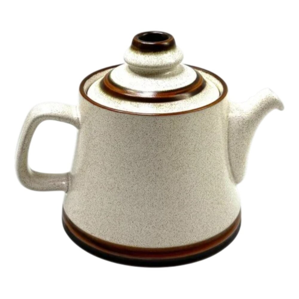 Denby Potters Wheel Teapot Beige‎ Brown Rings Pottery England